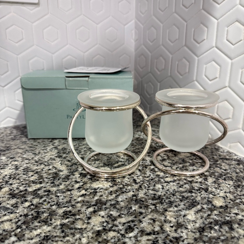 New PartyLite Silver Plated Gemini Tea Light Candle‎ Set - Picture 1 of 5